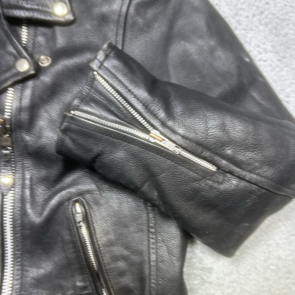 Vintage Raider Jacket Women's 8 Black Genuine Leather Biker Distressed *SPOTS - Picture 8 of 16